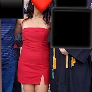 Elegant Red Strapless Dress